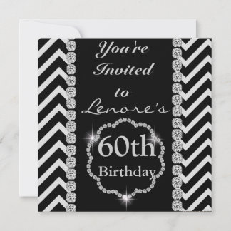 60th CHEVRON RHINESTONE LOOK  Birthday  Invitation