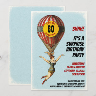 60th Circus Balloon Girl Invitation