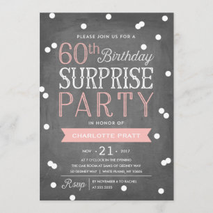 60th Confetti Surprise Party Invitation   Birthday