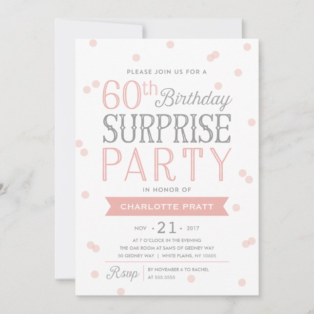 60th Confetti Surprise Party Invitation | Birthday (Front)