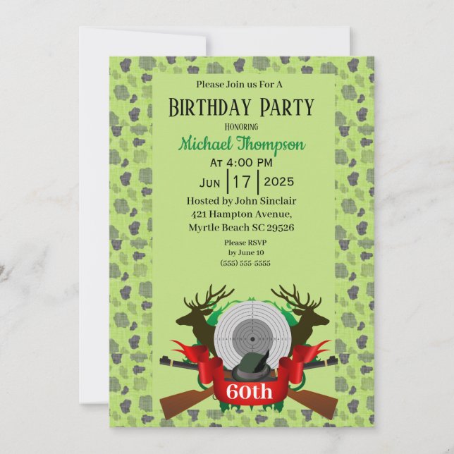 60th Deer Hunter Camouflage Birthday Invitation (Front)