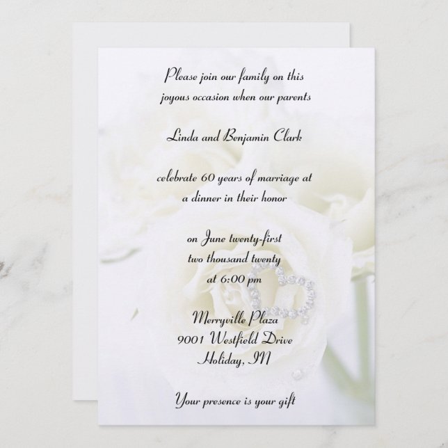60th Diamond Anniversary Celebration Invitation (Front/Back)