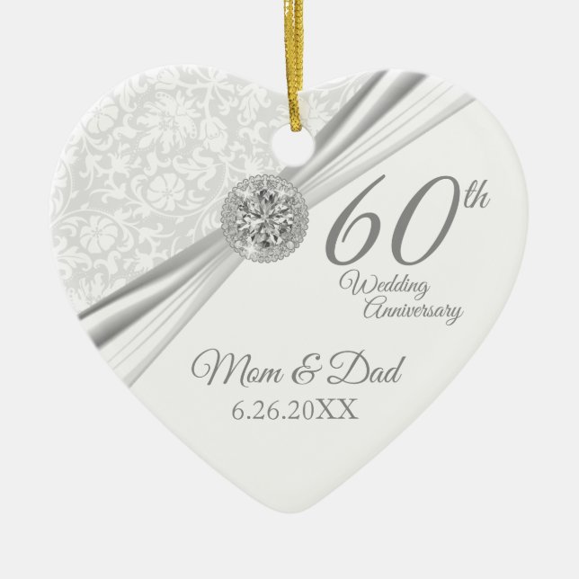 60th Diamond Anniversary Ceramic Tree Decoration (Front)
