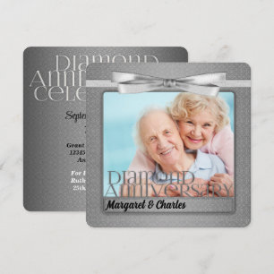 60th Diamond Anniversary Custom Photo Party Invitation