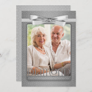 60th Diamond Anniversary Damask Party with Photo Invitation
