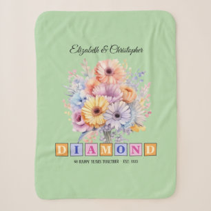 60th Diamond anniversary gerbera flowers green Sherpa Blanket