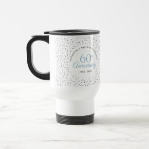 60th Diamond Anniversary Hearts Confetti Travel Mug