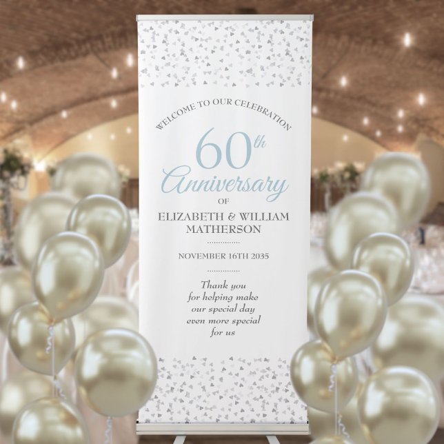 60th Diamond Anniversary Love Hearts Welcome Retractable Banner (60th Diamond Anniversary Love Hearts Welcome Retractable Banner
)