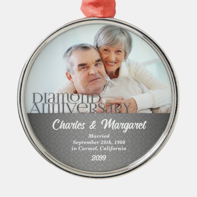 60th Diamond Anniversary Photo Ornament (Front)