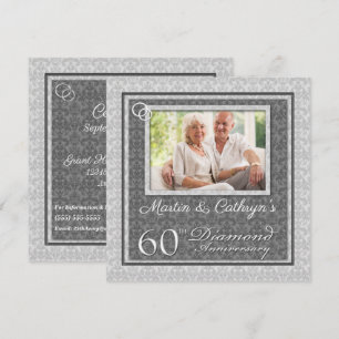 60th Diamond Anniversary with Photo Party Invitation