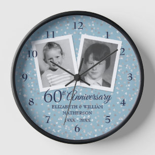 60th Diamond Wedding Anniversary 2 Photo Clock