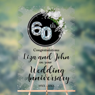 60th Diamond Wedding Anniversary Acrylic Sign