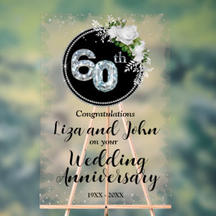 60th Diamond Wedding Anniversary Acrylic Sign