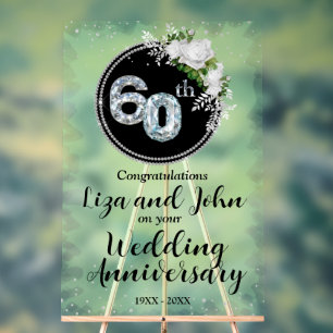 60th Diamond Wedding Anniversary Acrylic Sign