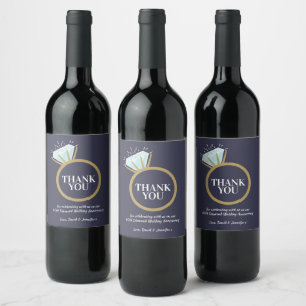 60th diamond wedding anniversary blue favour wine label