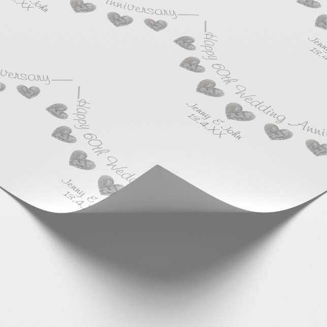 60th Diamond wedding anniversary bunting design Wrapping Paper (Corner)