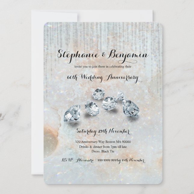 60th Diamond Wedding Anniversary Celestial Chic Invitation (Front)