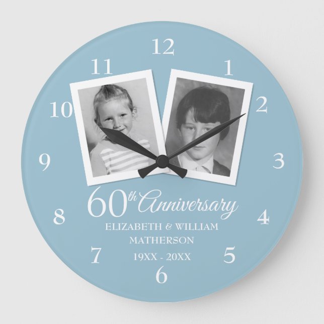 60th Diamond Wedding Anniversary Child Photos  Large Clock (Front)