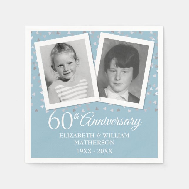 60th Diamond Wedding Anniversary Child Photos Napkin (Front)