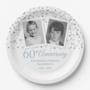 60th Diamond Wedding Anniversary Childhood Photos Paper Plate