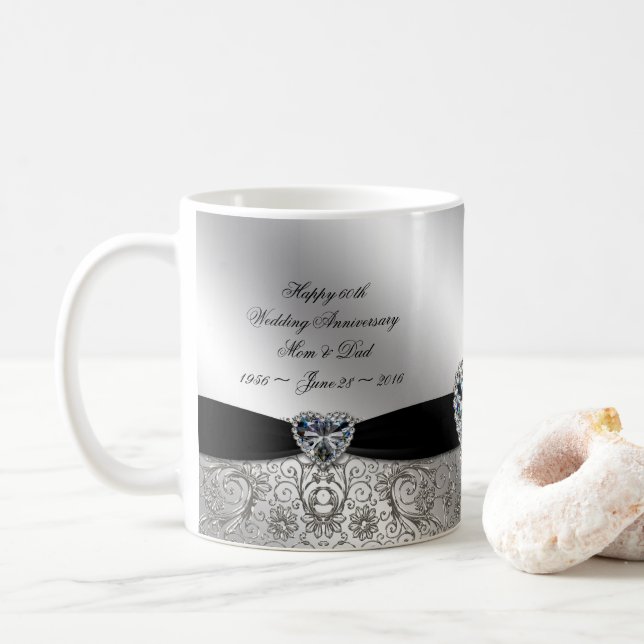 60th Diamond Wedding Anniversary Coffee Mug (With Donut)