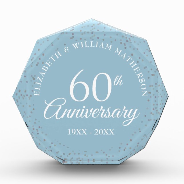 60th Diamond Wedding Anniversary Confetti Photo Block (Front)