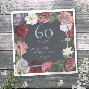 60th Diamond Wedding Anniversary Country Roses Napkin