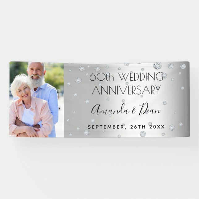 60th diamond wedding anniversary custom photo banner (Horizontal)