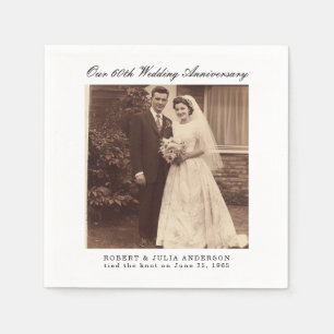60th Diamond Wedding Anniversary Custom Photo Napkin