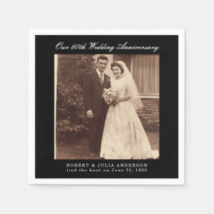 60th Diamond Wedding Anniversary Custom Photo Napkin