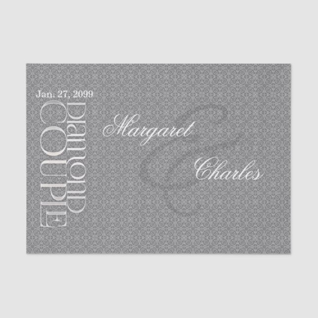 60th Diamond Wedding Anniversary | Custom Tissue Tissue Paper (Front)