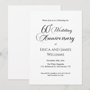 60th Diamond Wedding Anniversary Elegant Script Invitation