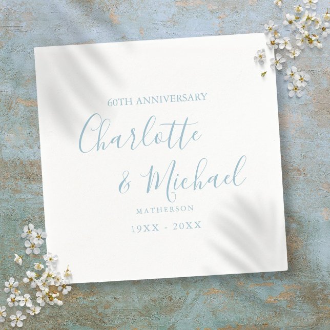 60th Diamond Wedding Anniversary Elegant Script Napkin (60th Diamond Wedding Anniversary Elegant Script Napkins)