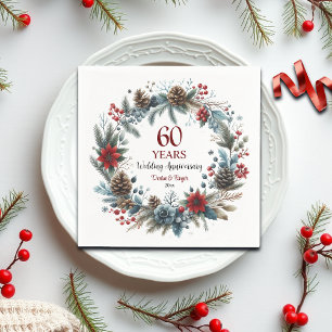 60th Diamond Wedding Anniversary Elegant Winter Napkin
