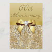 60th Diamond Wedding Anniversary Faux Sequins Bow