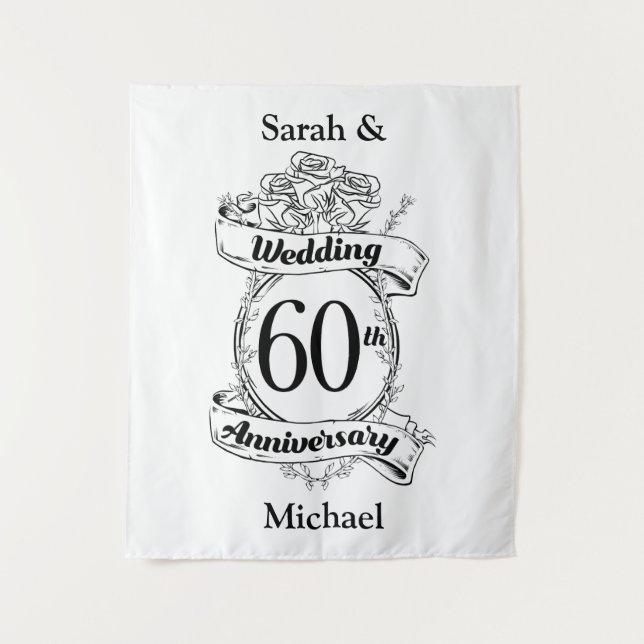 60th Diamond Wedding Anniversary Flowers Tapestry (Front)