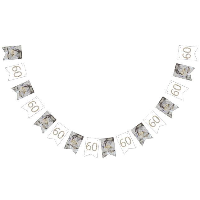 60th Diamond Wedding Anniversary Gold Typography Bunting (All)