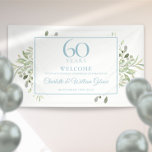 60th Diamond Wedding Anniversary Greenery Welcome Banner<br><div class="desc">Featuring watercolour country garden greenery,  this chic botanical 60th wedding anniversary design can be personalised with your special sixtieth-anniversary celebration welcome information in elegant diamond blue text. Designed by Thisisnotme©</div>