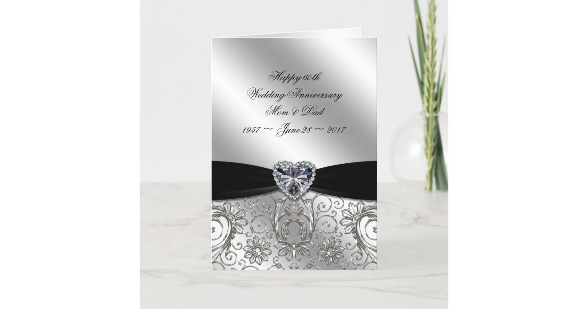 60th Diamond Wedding Anniversary Greeting Card Zazzle.co.uk