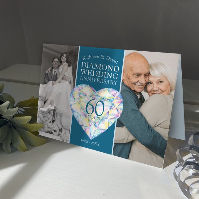 60th Diamond wedding Anniversary heart art Card (Creator Uploaded)