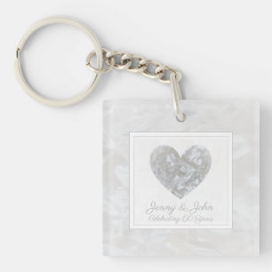 60th diamond wedding anniversary heart custom key ring