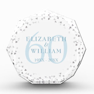 60th Diamond Wedding Anniversary Hearts Confetti Photo Block