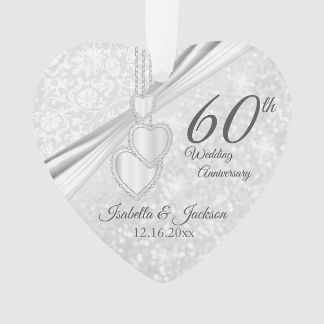 60th Diamond Wedding Anniversary Keepsake Ornament (Front)