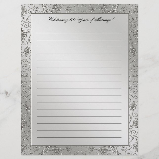 60th Diamond Wedding Anniversary Letterhead (Front)