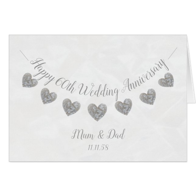 60th Diamond Wedding anniversary mum & dad card (Front Horizontal)