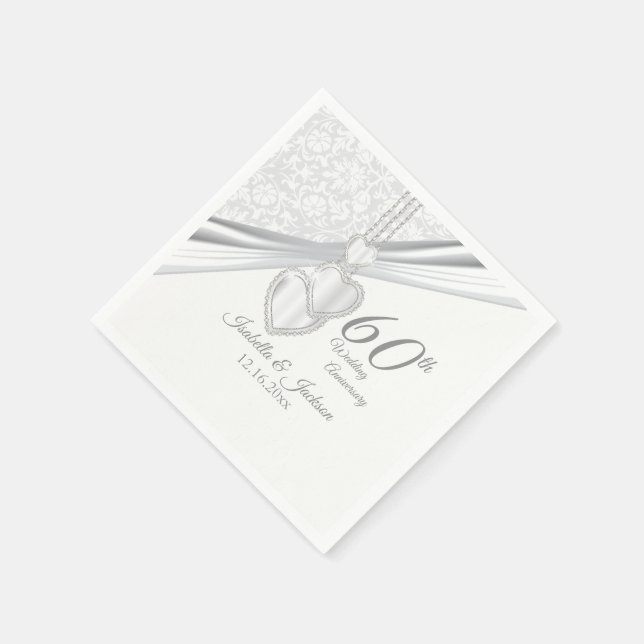 60th Diamond Wedding Anniversary Napkin (Corner)