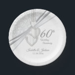 60th Diamond Wedding Anniversary on White Paper Plate<br><div class="desc">60th 0r 75th Diamond Wedding Anniversary paper platesready for you to personalise. This design works well for other occasions such as a birthday, retirement, special event, etc... . by simply changing the text. ✔NOTE: ONLY CHANGE THE TEMPLATE AREAS NEEDED! 😀 If needed, you can remove the text and start fresh...</div>