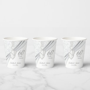 60th Diamond Wedding Anniversary Paper Cups