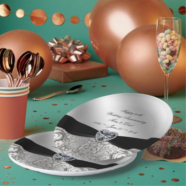 60th Diamond Wedding Anniversary Paper Plate (Multi)