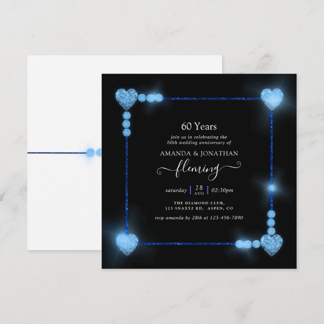 60th Diamond Wedding Anniversary Party Invitation (Front/Back)